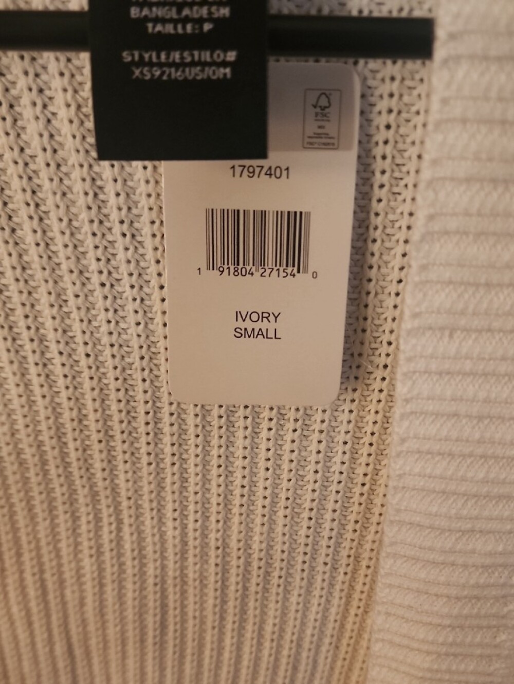 NWT Ivory Open-Front Ribbed Knit Cardigan - Picture 3 of 3
